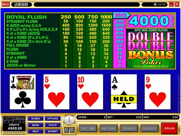 Double Double Bonus Poker at Zodiac Casino