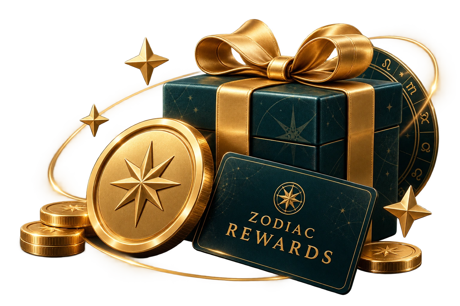 Zodiac Casino Rewards gift, coin and loyalty card